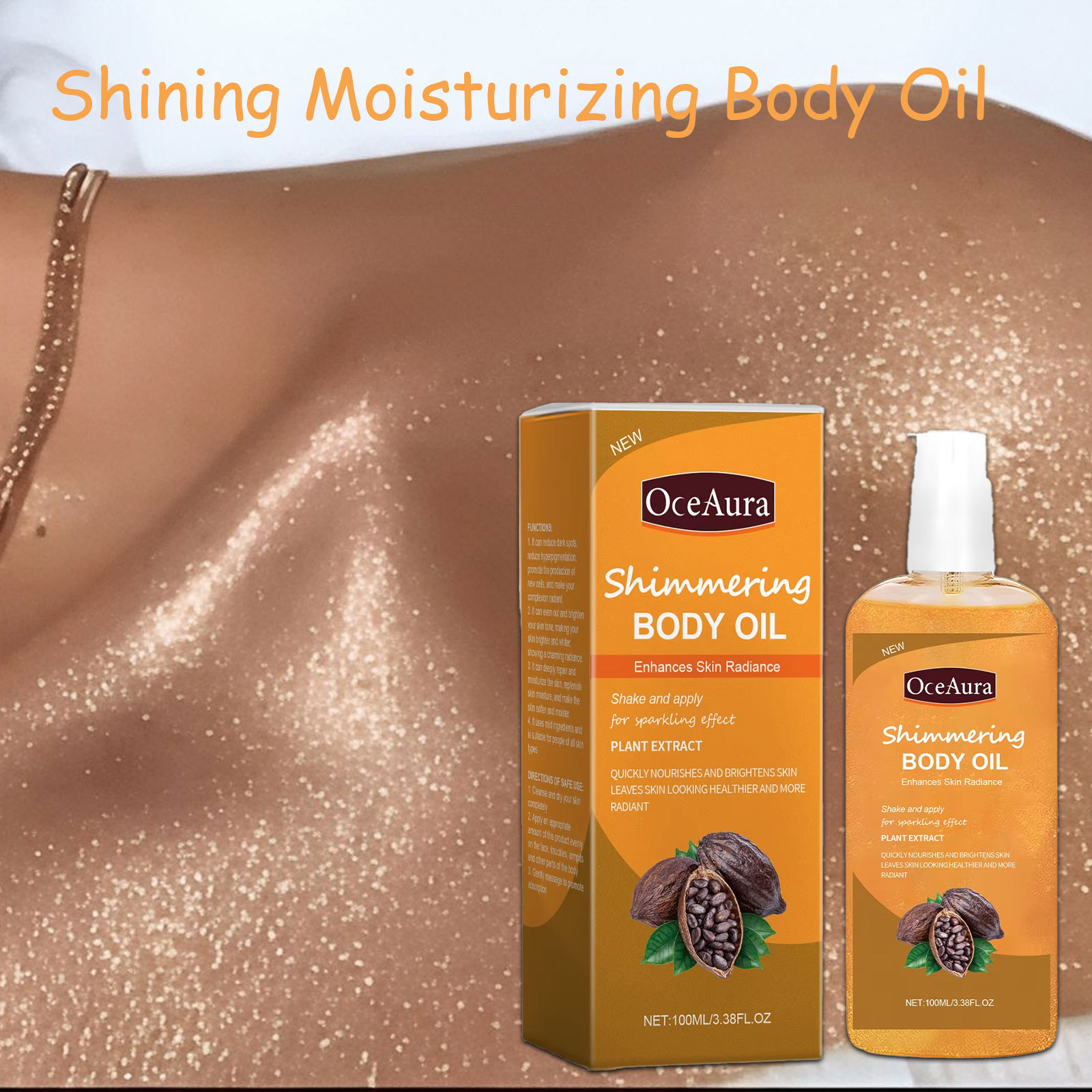 Skincare Glow Glowing - Oceaura 100ml Shimmering Body Oil for