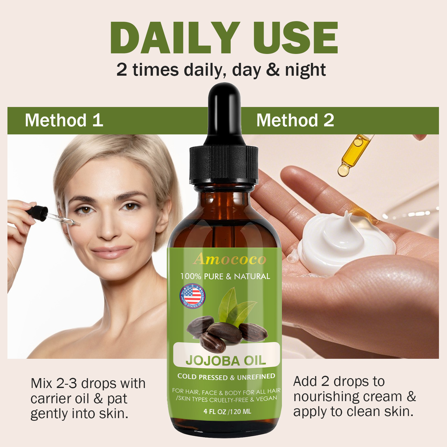 Amococo 2pcs Jojoba Oil and Ro - Face Oil Rosehip ulasan dan harga