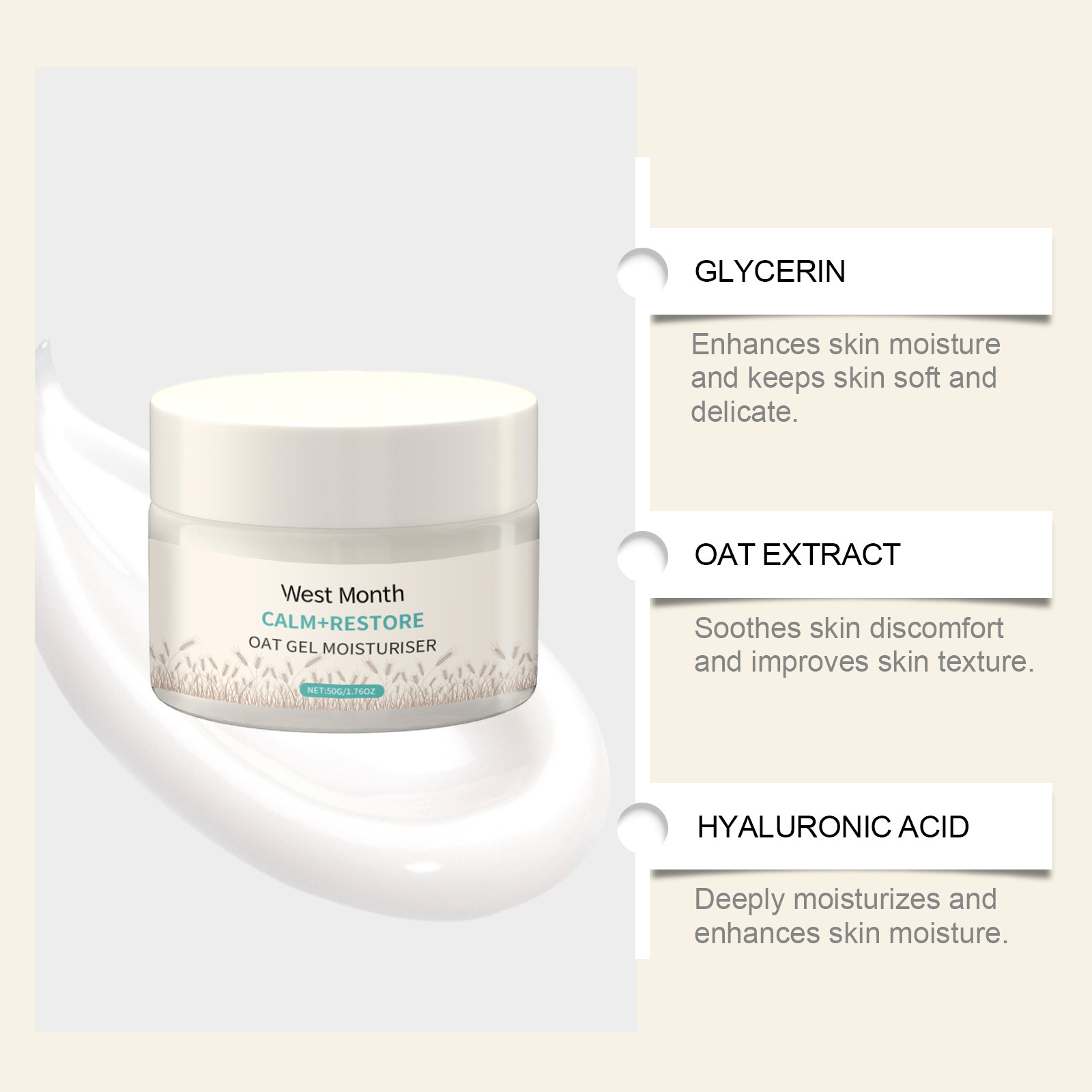 50g Oat Moisturizing Face Crea - Skincare Oat ulasan dan harga